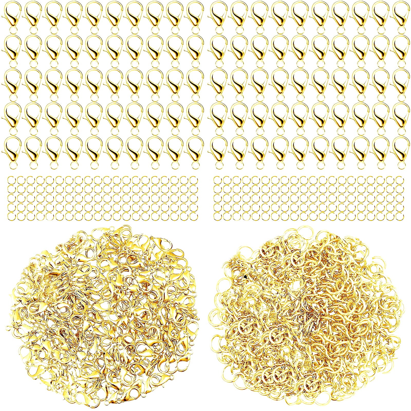 Malahill Jewelry Findings Kit with for Jewelry Making, 300Pcs Open Jump Rings and Lobster Clasps, A4 Ordinary Quality
