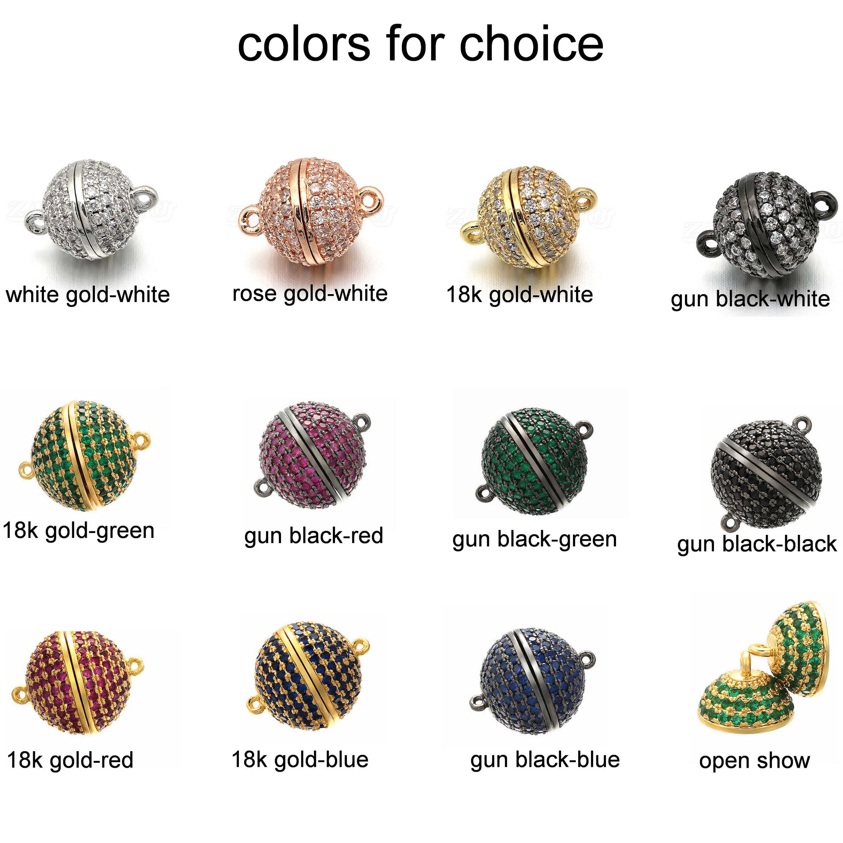 Malahill Cubic Zirconia Round Clasp for Jewelry making 10 Pieces