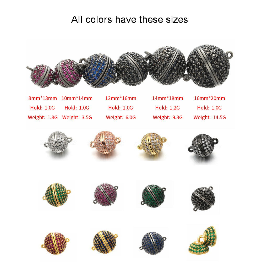 Malahill Cubic Zirconia Round Clasp for Jewelry making 10 Pieces