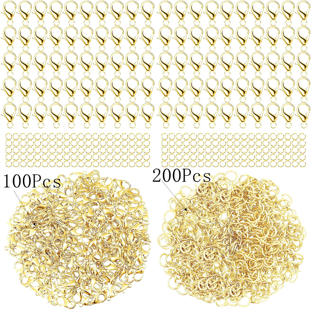 Malahill Jewelry Findings Kit with for Jewelry Making, 300Pcs Open Jump Rings and Lobster Clasps, A4 Ordinary Quality