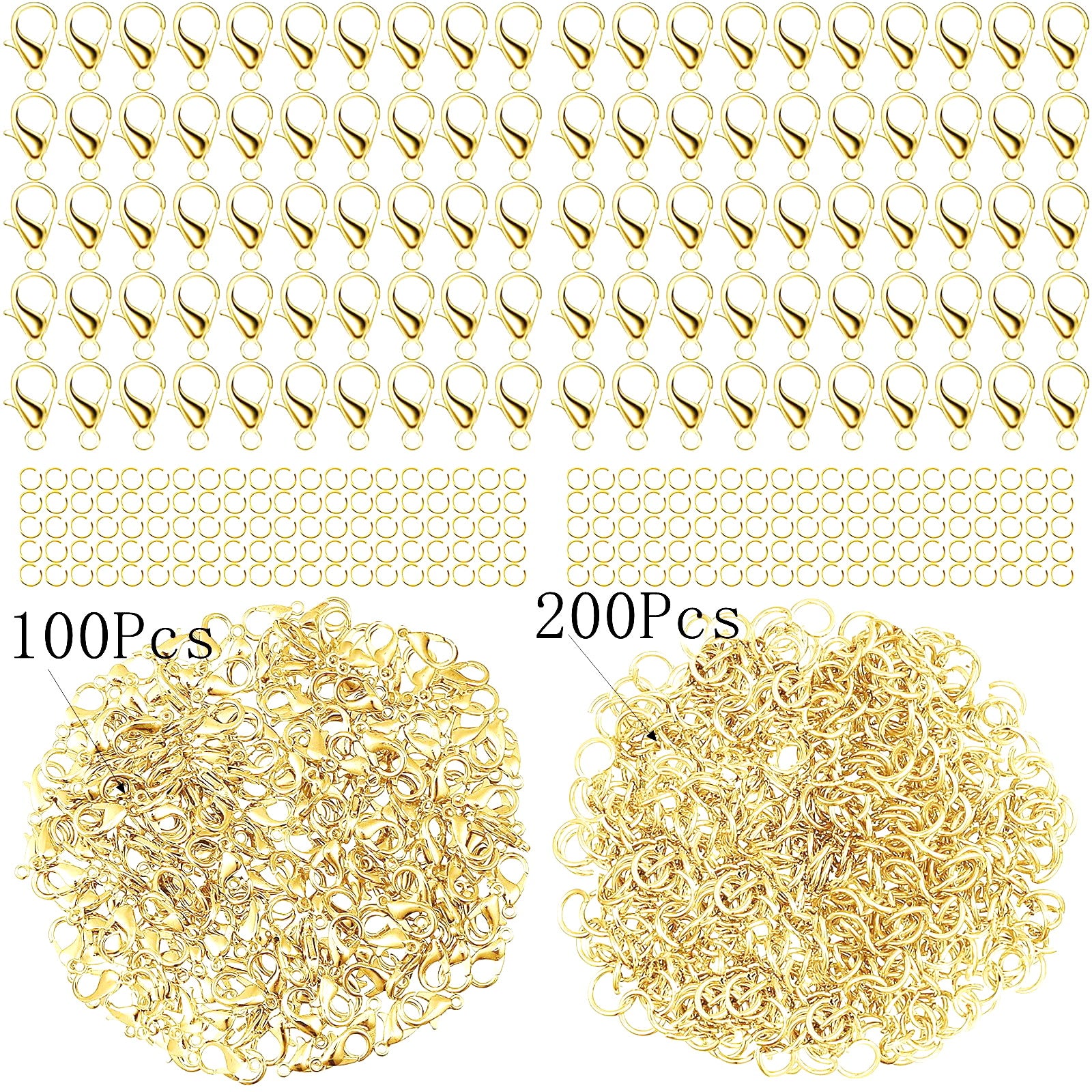 Malahill Jewelry Findings Kit with for Jewelry Making, 300Pcs Open Jump Rings and Lobster Clasps, A4 Ordinary Quality