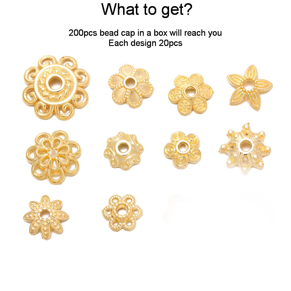 Malahill jewelry findings 200 Bead Caps for Jewelry Bracelet Necklace Making, sold per box 6 deisigns inside