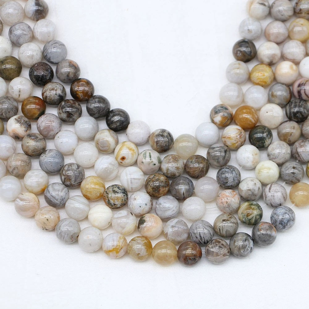 Malahill gemstone beads for jewelry making, sold per bag 5 strands inside, Bamboo Agate beads