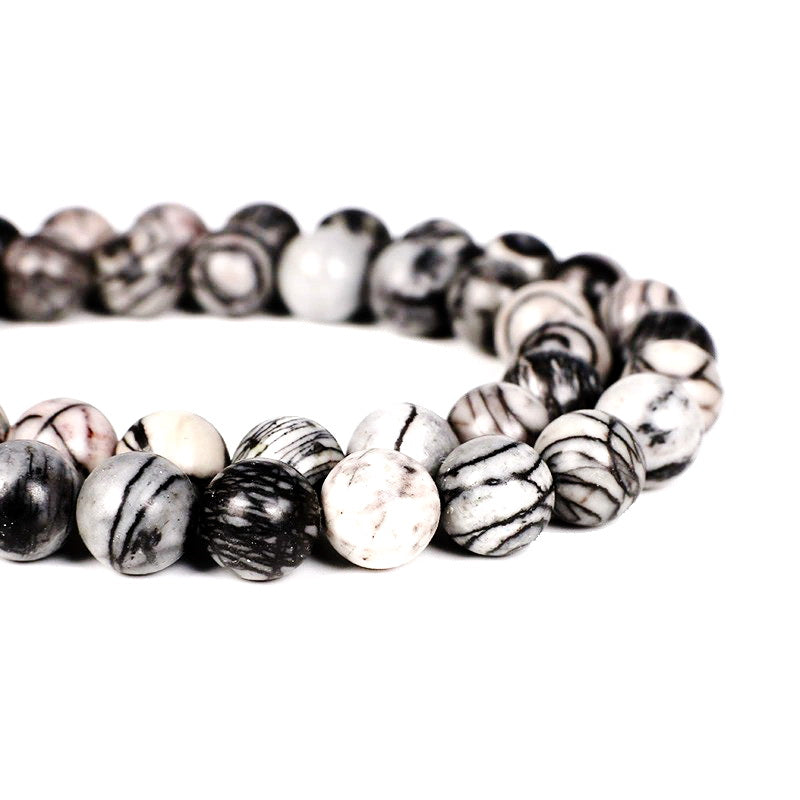 Malahill gemstone beads for jewelry making, sold per bag 5 strands inside, Black Net Jasper beads