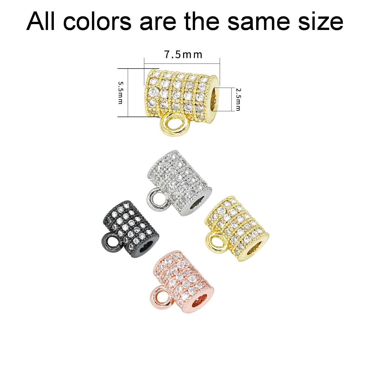 Malahill excellent quality jewelry findings cubic zirconia bail for jewelry necklace bracelet making 5.5*7.5mm， sold per bag 10 pieces inside