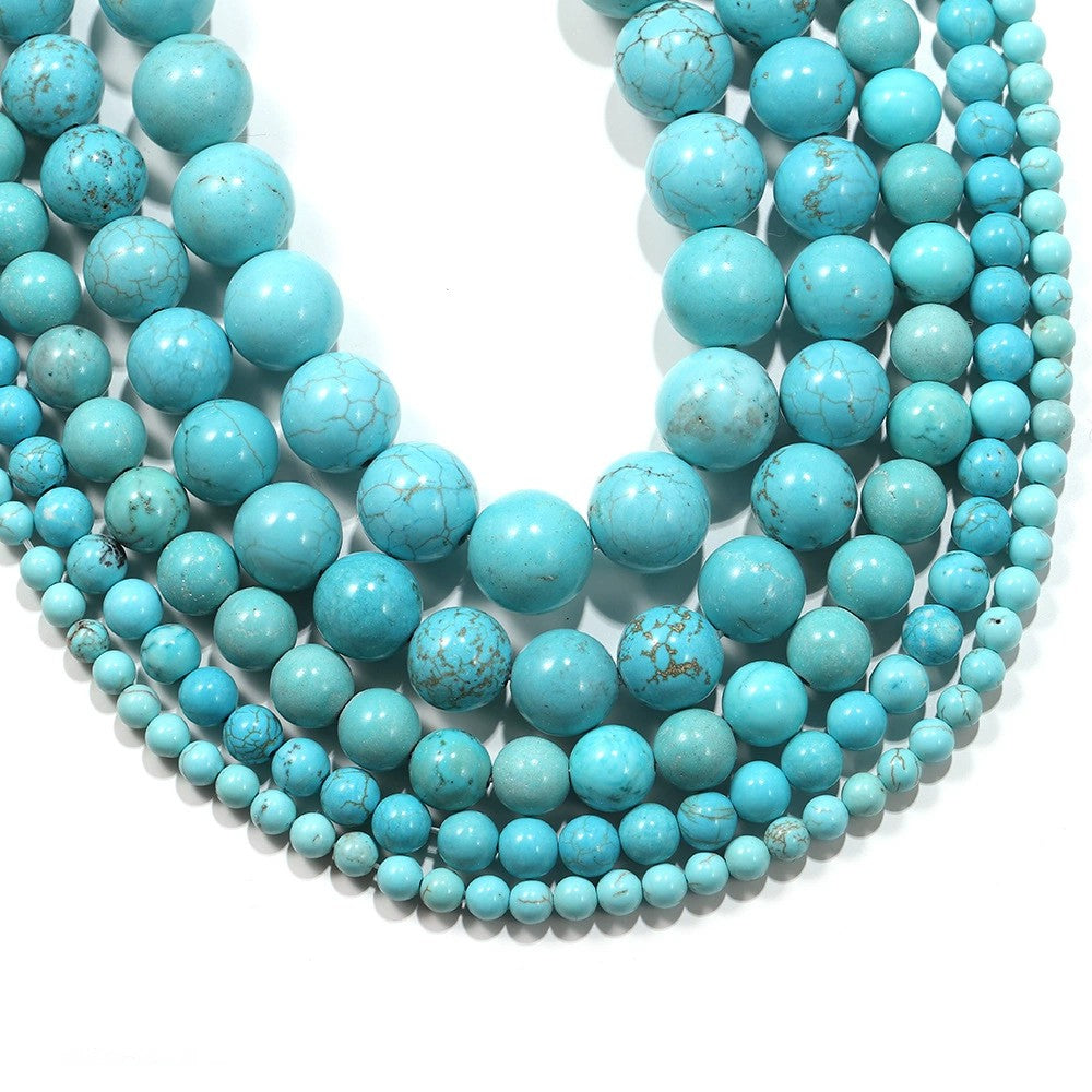 Malahill gemstone beads for jewelry making, sold per bag 5 strands inside, Blue Howlite Turquoise beads