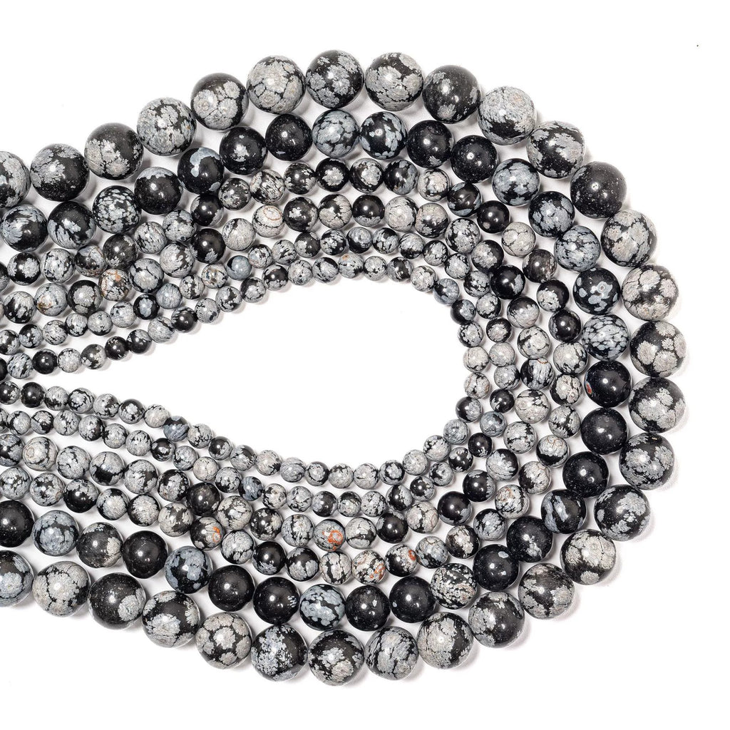 Malahill gemstone beads for jewelry making, sold per bag 5 strands inside, Snowflake Obsidian beads
