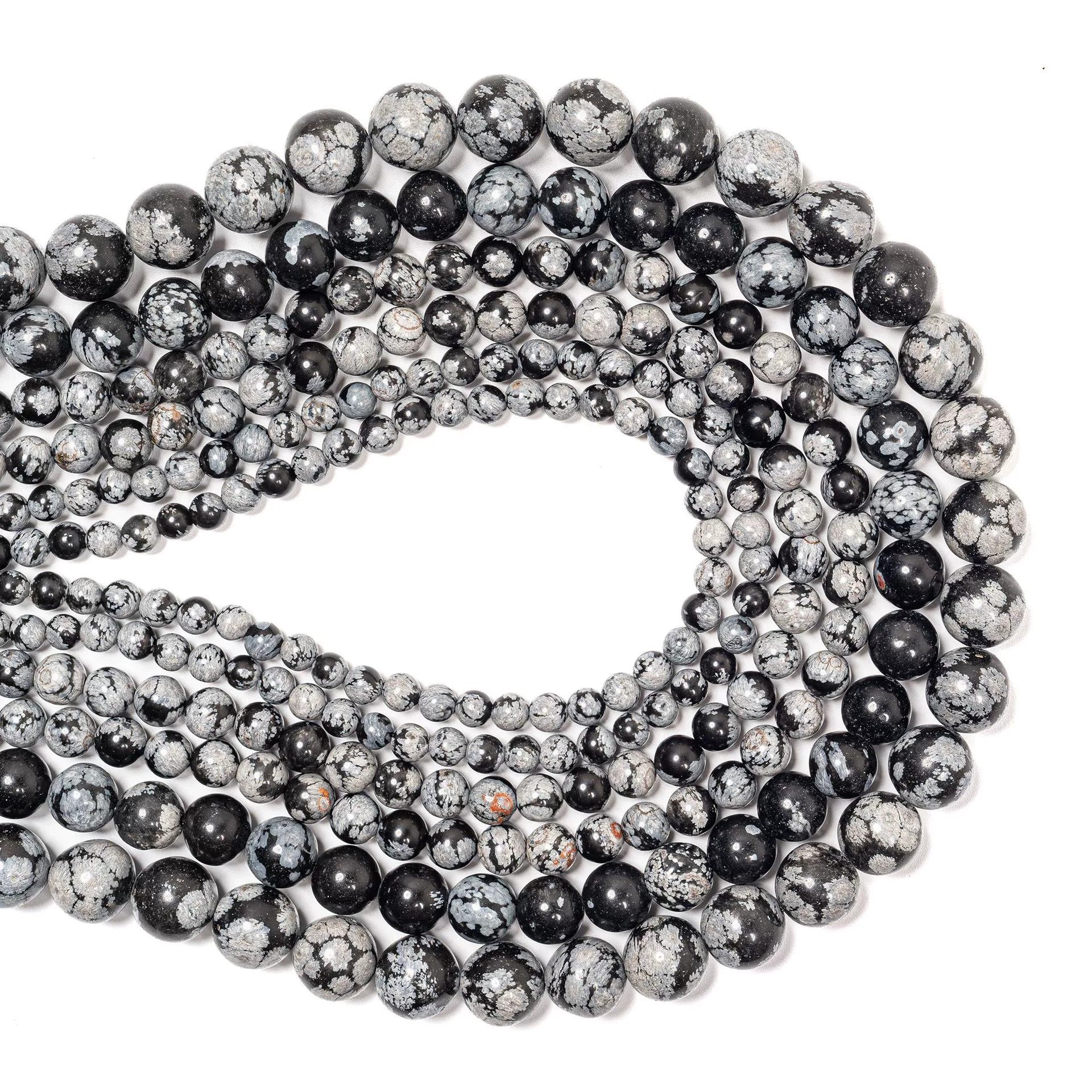Malahill gemstone beads for jewelry making, sold per bag 5 strands inside, Snowflake Obsidian beads