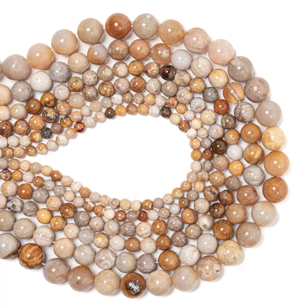 Malahill gemstone beads for jewelry making, sold per bag 5 strands inside, Coral Fossil beads