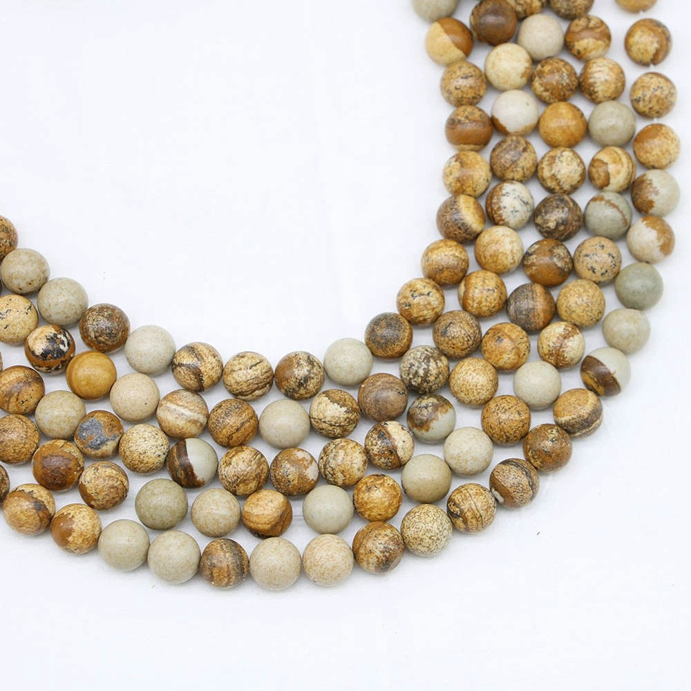 Malahill gemstone beads for jewelry making, sold per bag 5 strands inside, Picture Jasper beads