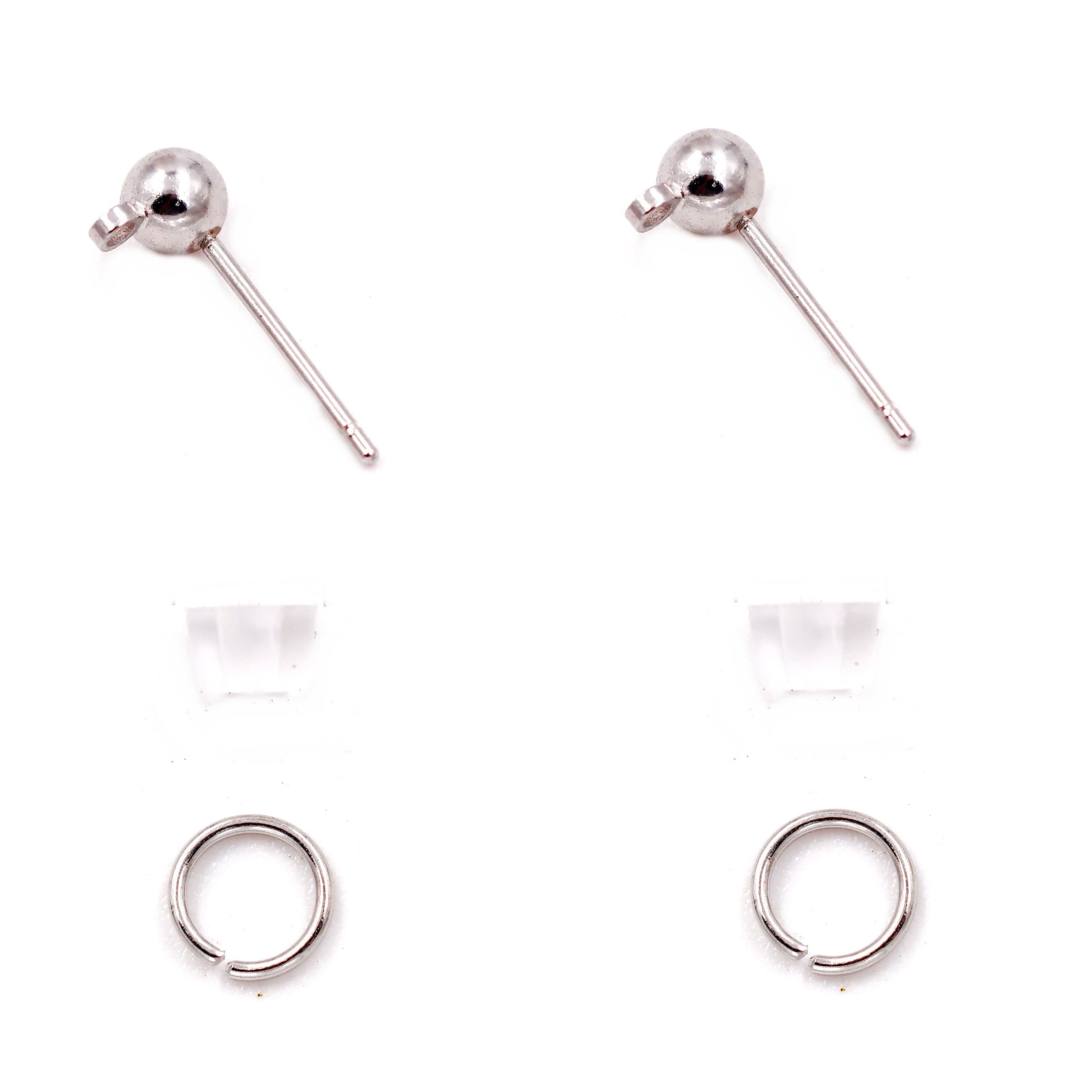 Malahill Excellent Quality Earring Findings for Jewelry Making, 100 pcs/50 Pairs Ball Post Earring Stud with Earring Backs