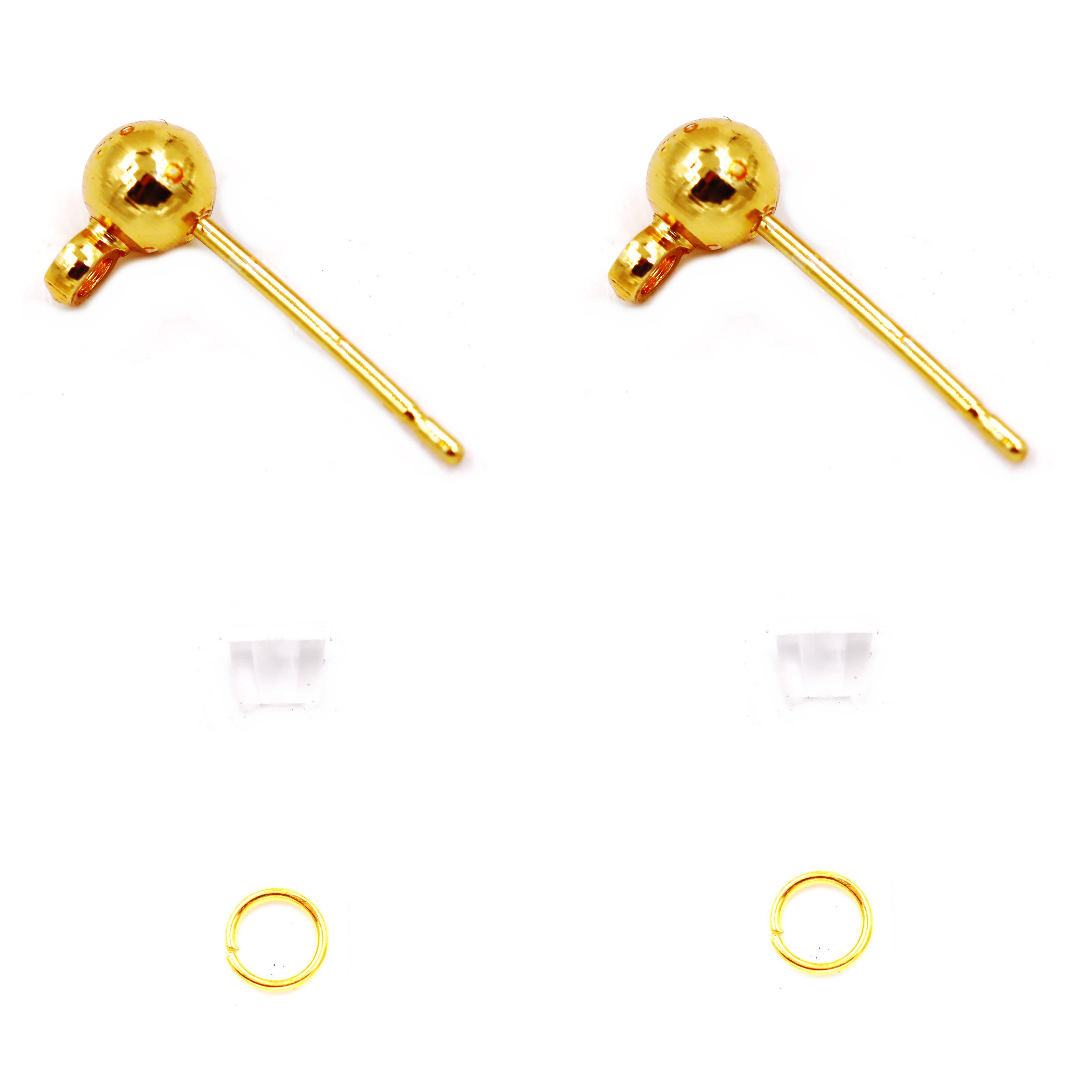 Malahill Excellent Quality Earring Findings for Jewelry Making, 100 pcs/50 Pairs Ball Post Earring Stud with Earring Backs