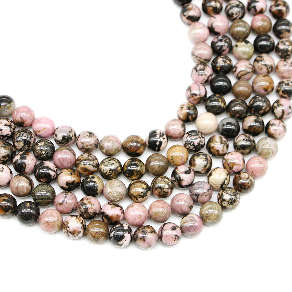 Malahill gemstone beads for jewelry making, sold per bag 5 strands inside, Black Stripe Rhodonite beads