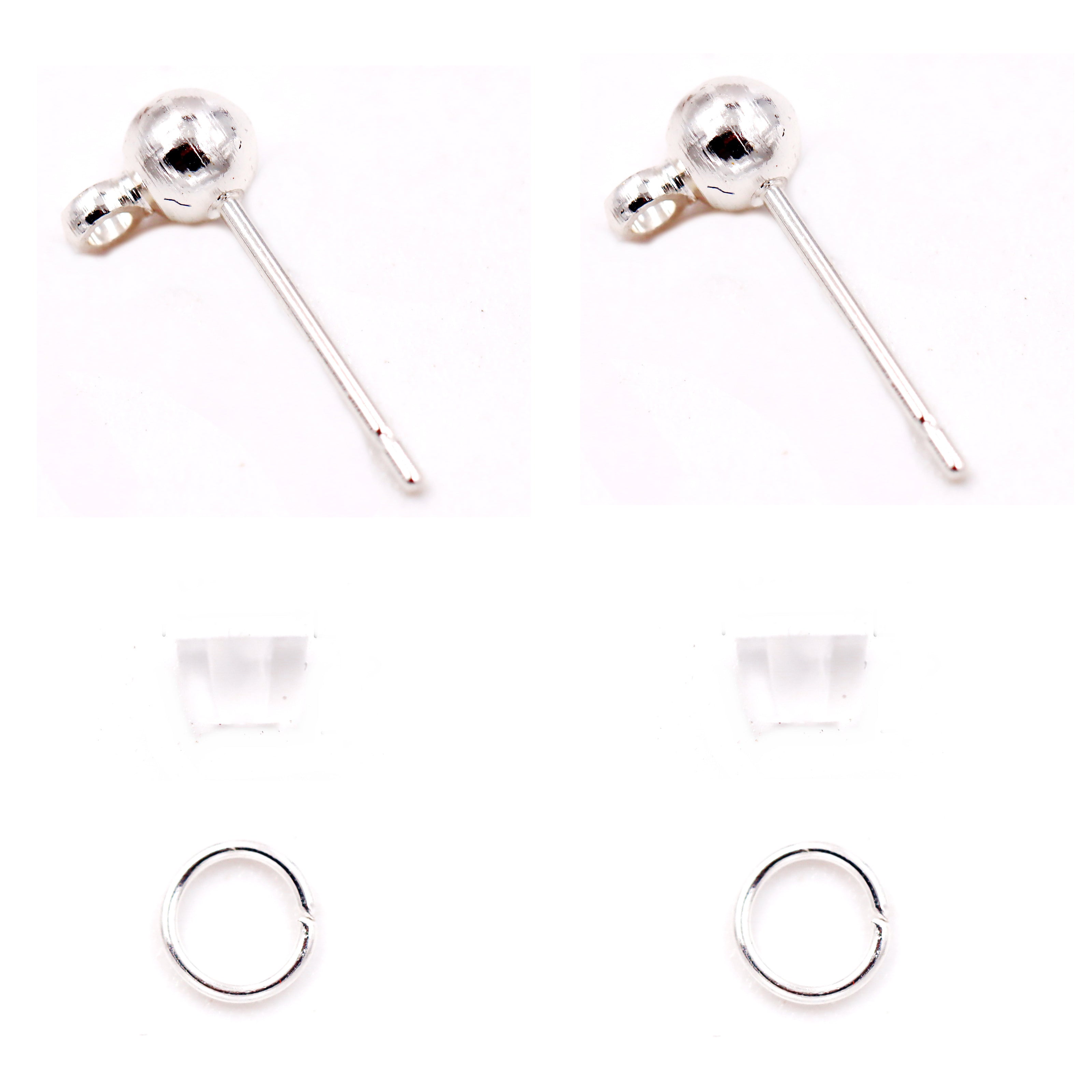 Malahill Excellent Quality Earring Findings for Jewelry Making, 100 pcs/50 Pairs Ball Post Earring Stud with Earring Backs