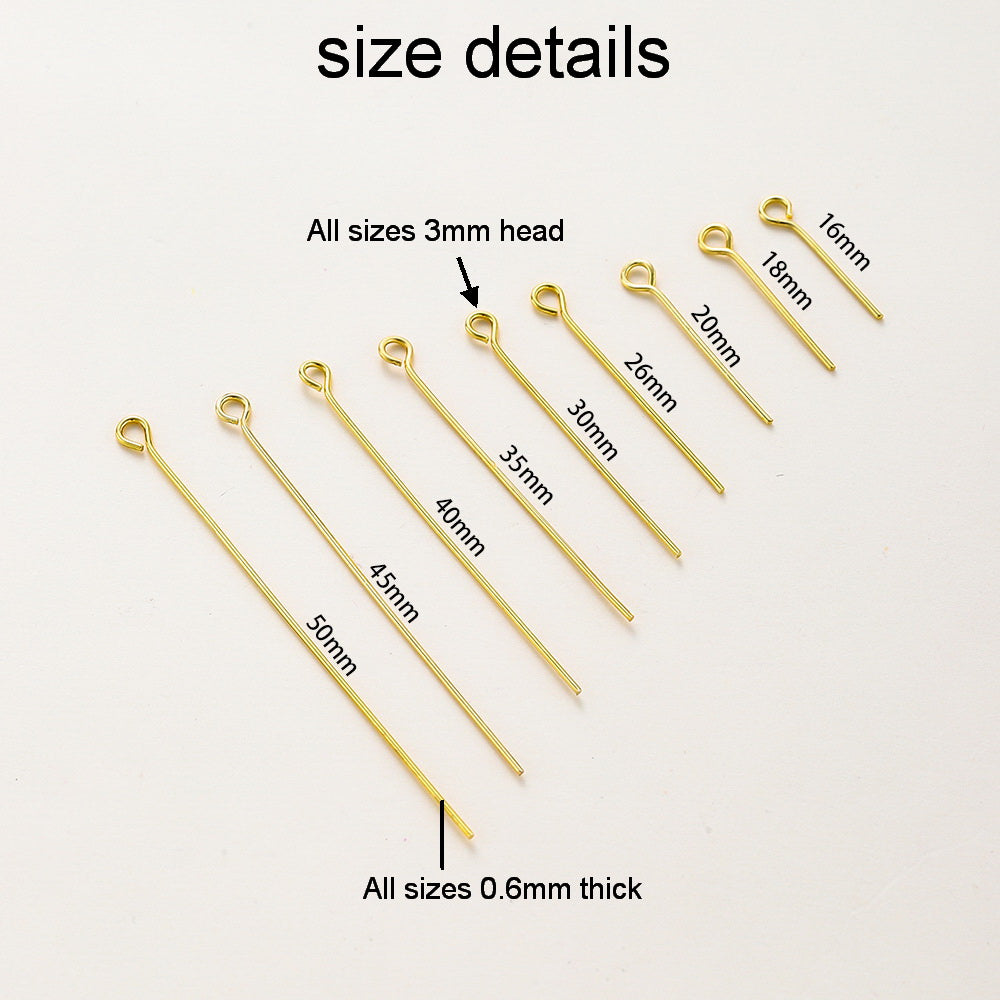 Malahill excellent quality jewelry findings 500pcs eye pins for jewelry making 16-50mm