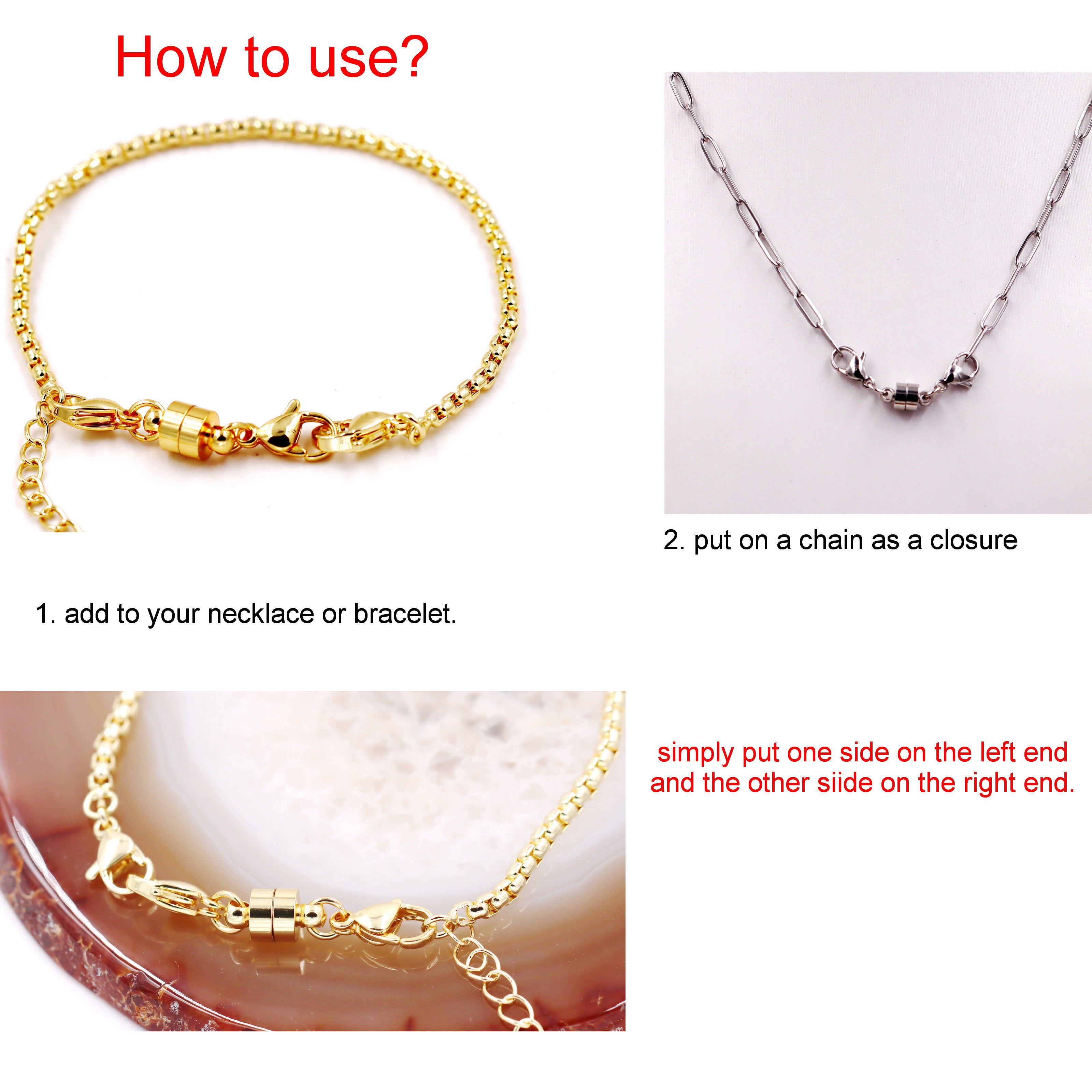 Malahill excellent quality Malahill Magnetic Clasp for Necklace Bracelet, sold per box 10 pieces inside