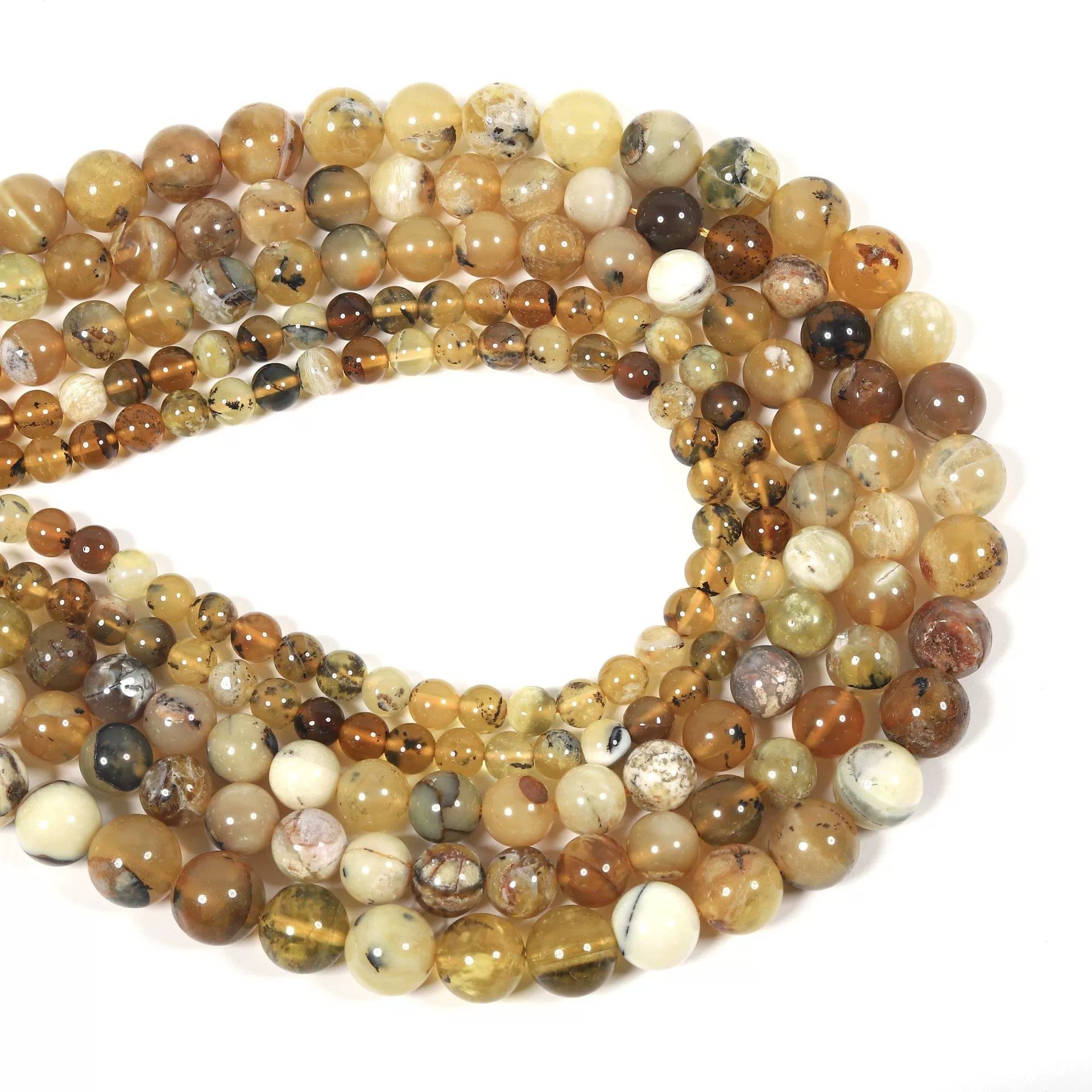 Malahill gemstone beads for jewelry making, sold per bag 5 strands inside, Yellow Opal beads