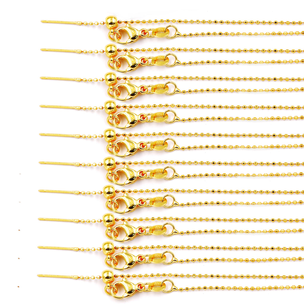 Malahill excellent quality jewelry findings chains for jewelry necklace making, 1.1mm*45cm ball chain with omnipotent clasp, sold 10 pieces per box