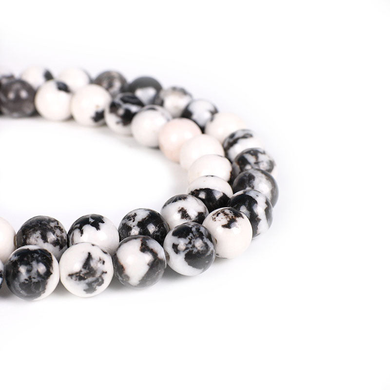 Malahill gemstone beads for jewelry making, sold per bag 5 strands inside, Black Zebra Jasper beads