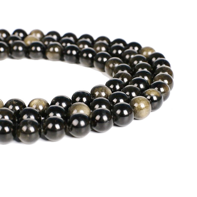 Malahill gemstone beads for jewelry making, sold per bag 5 strands inside, Golden Obsidian beads