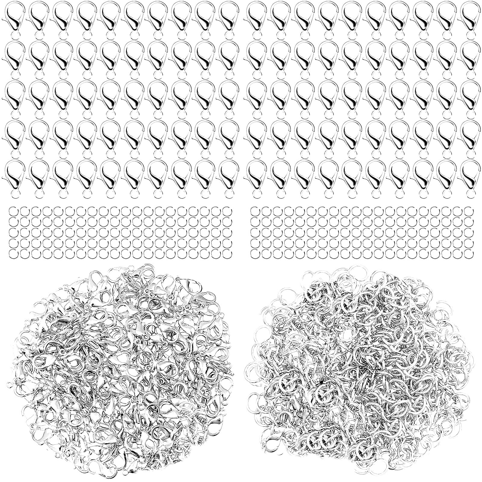 Malahill Jewelry Findings Kit with for Jewelry Making, 300Pcs Open Jump Rings and Lobster Clasps, A5 Ordinary Quality