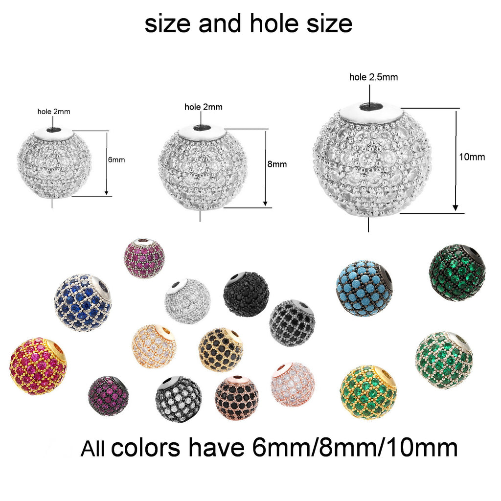 Malahill excellent quality cubic zirconia brass beads for jewelry making, sold per box 10 pieces inside