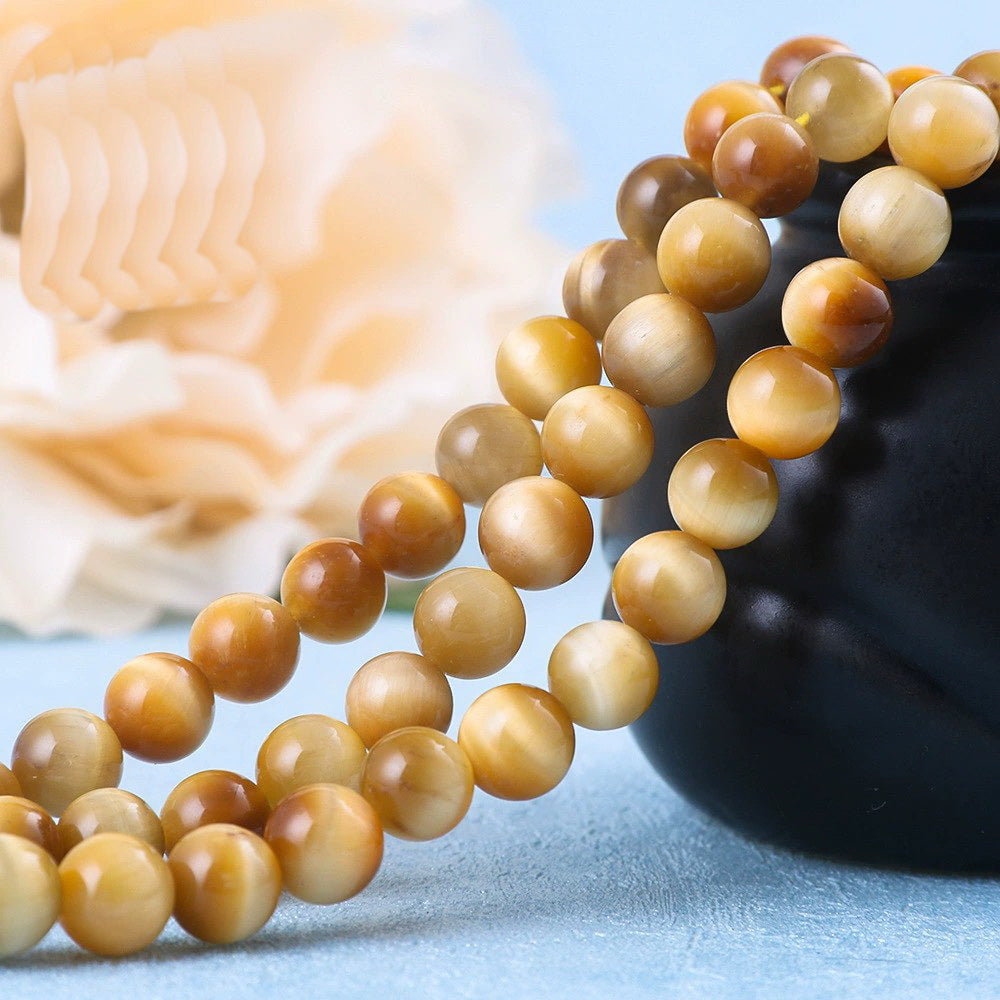 Malahill gemstone beads for jewelry making, sold per bag 5 strands inside, Golden Tiger's Eye beads