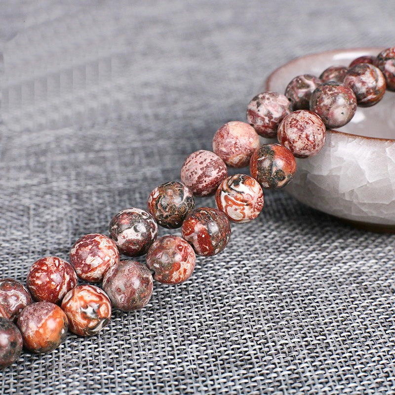 Malahill gemstone beads for jewelry making, sold per bag 5 strands inside, Leopard Skin Jasper beads