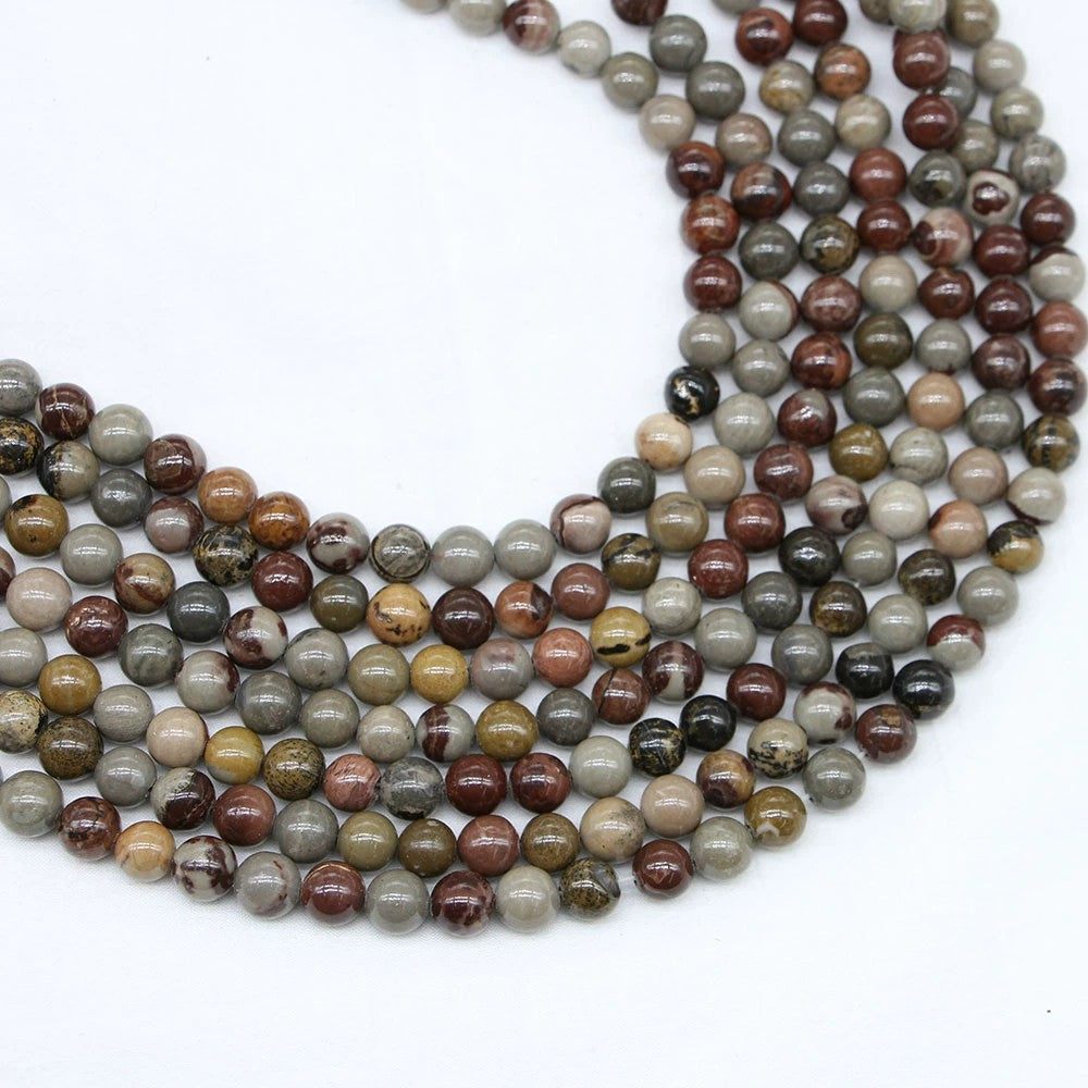 Malahill gemstone beads for jewelry making, sold per bag 5 strands inside, Flower Jasper beads