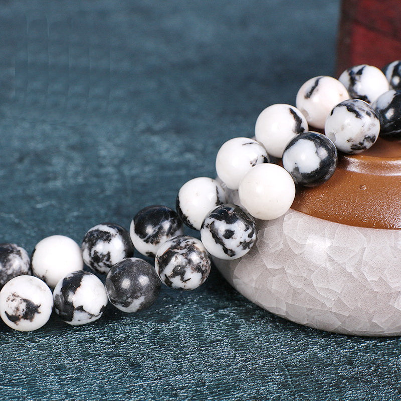 Malahill gemstone beads for jewelry making, sold per bag 5 strands inside, Black Zebra Jasper beads