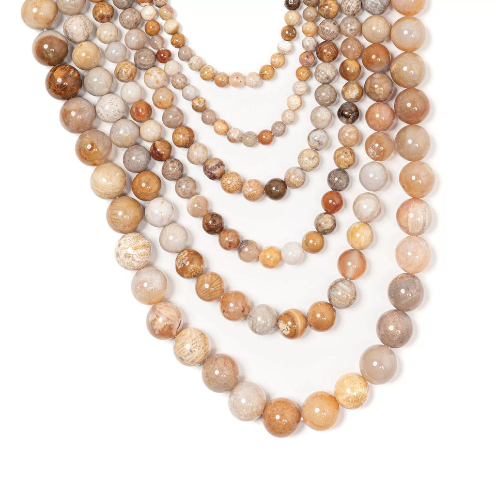 Malahill gemstone beads for jewelry making, sold per bag 5 strands inside, Coral Fossil beads