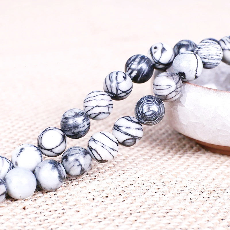 Malahill gemstone beads for jewelry making, sold per bag 5 strands inside, Black Net Jasper beads