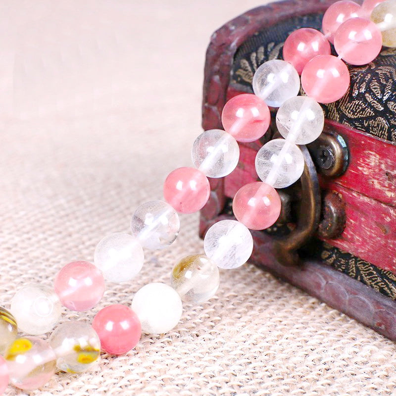 Malahill gemstone beads for jewelry making, sold per bag 5 strands inside, Mix Cherry Quartz Synthetic beads