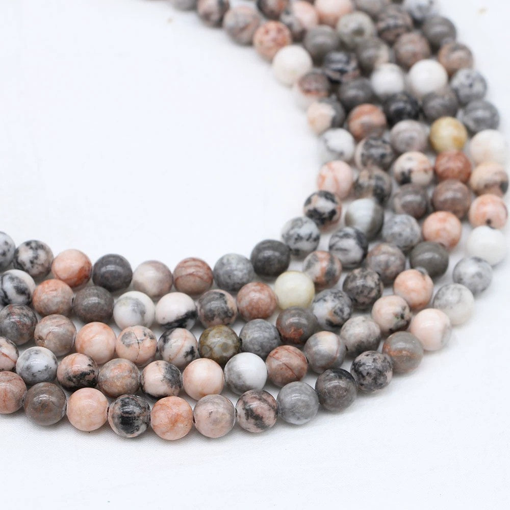Malahill gemstone beads for jewelry making, sold per bag 5 strands inside, Pink Zebra Jasper beads