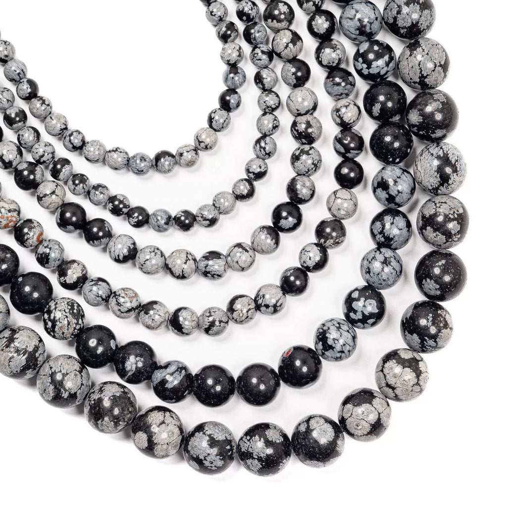 Malahill gemstone beads for jewelry making, sold per bag 5 strands inside, Snowflake Obsidian beads
