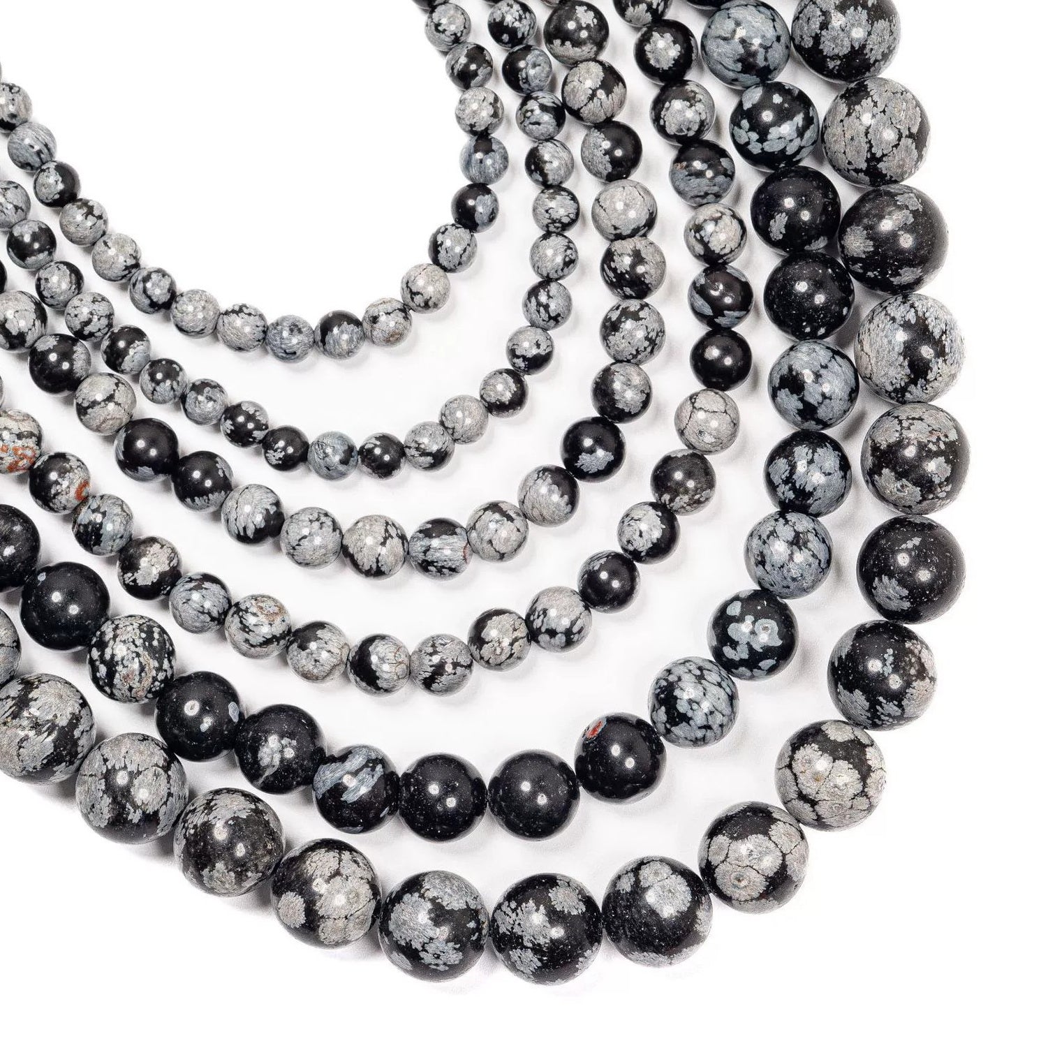 Malahill gemstone beads for jewelry making, sold per bag 5 strands inside, Snowflake Obsidian beads