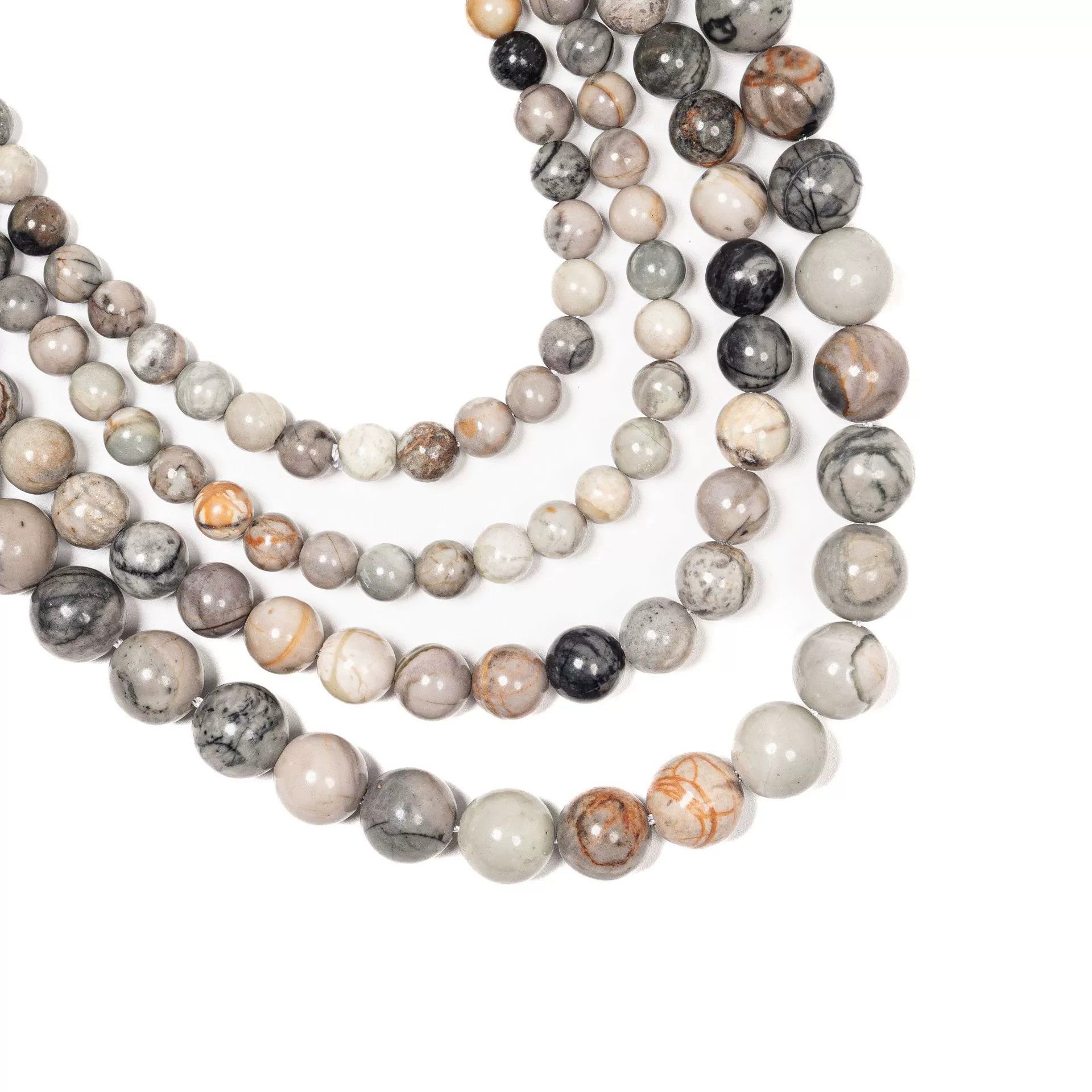 Malahill gemstone beads for jewelry making, sold per bag 5 strands inside, Grey Picasso Jasper beads