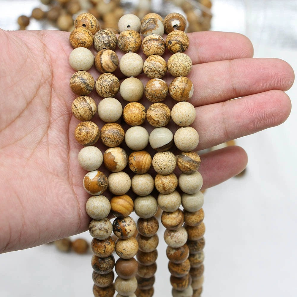 Malahill gemstone beads for jewelry making, sold per bag 5 strands inside, Picture Jasper beads