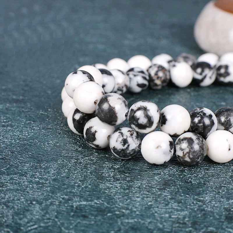 Malahill gemstone beads for jewelry making, sold per bag 5 strands inside, Black Zebra Jasper beads