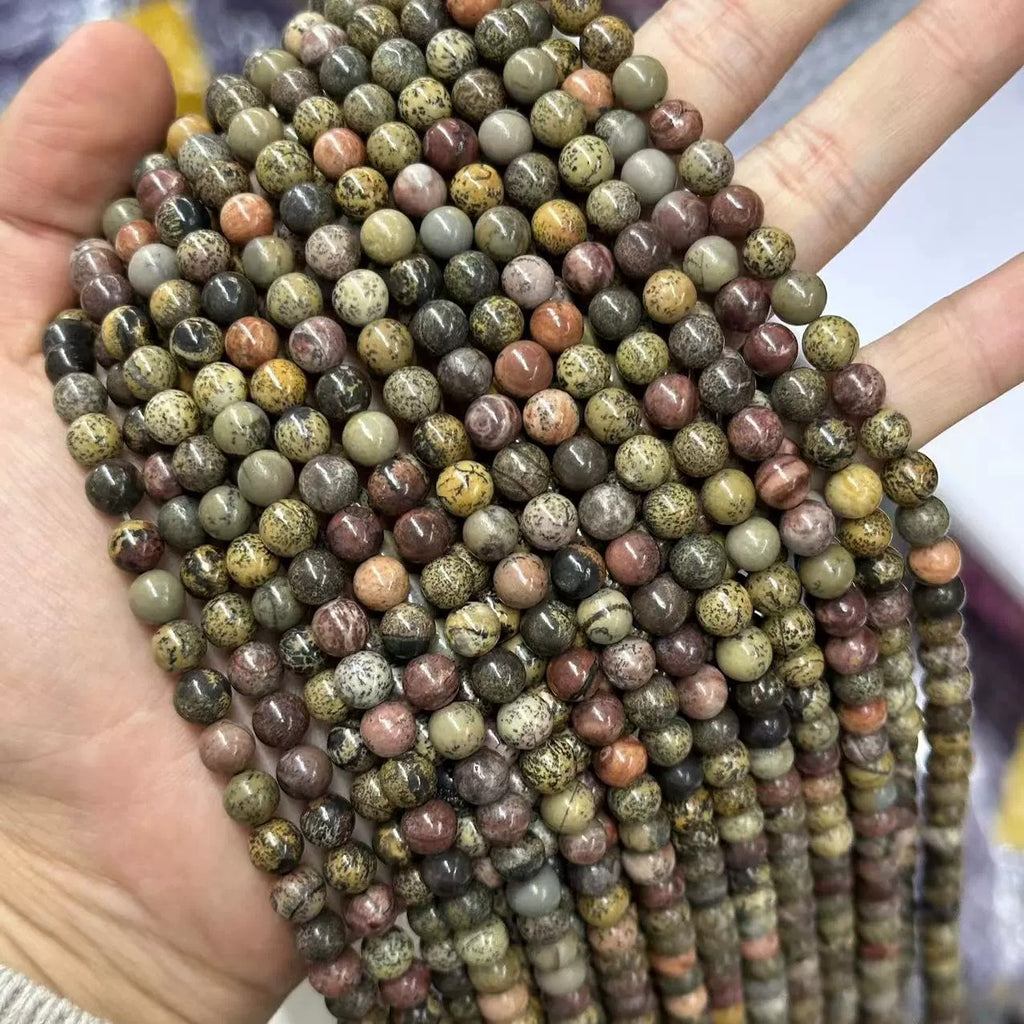 Malahill gemstone beads for jewelry making, sold per bag 5 strands inside, Flower Jasper beads