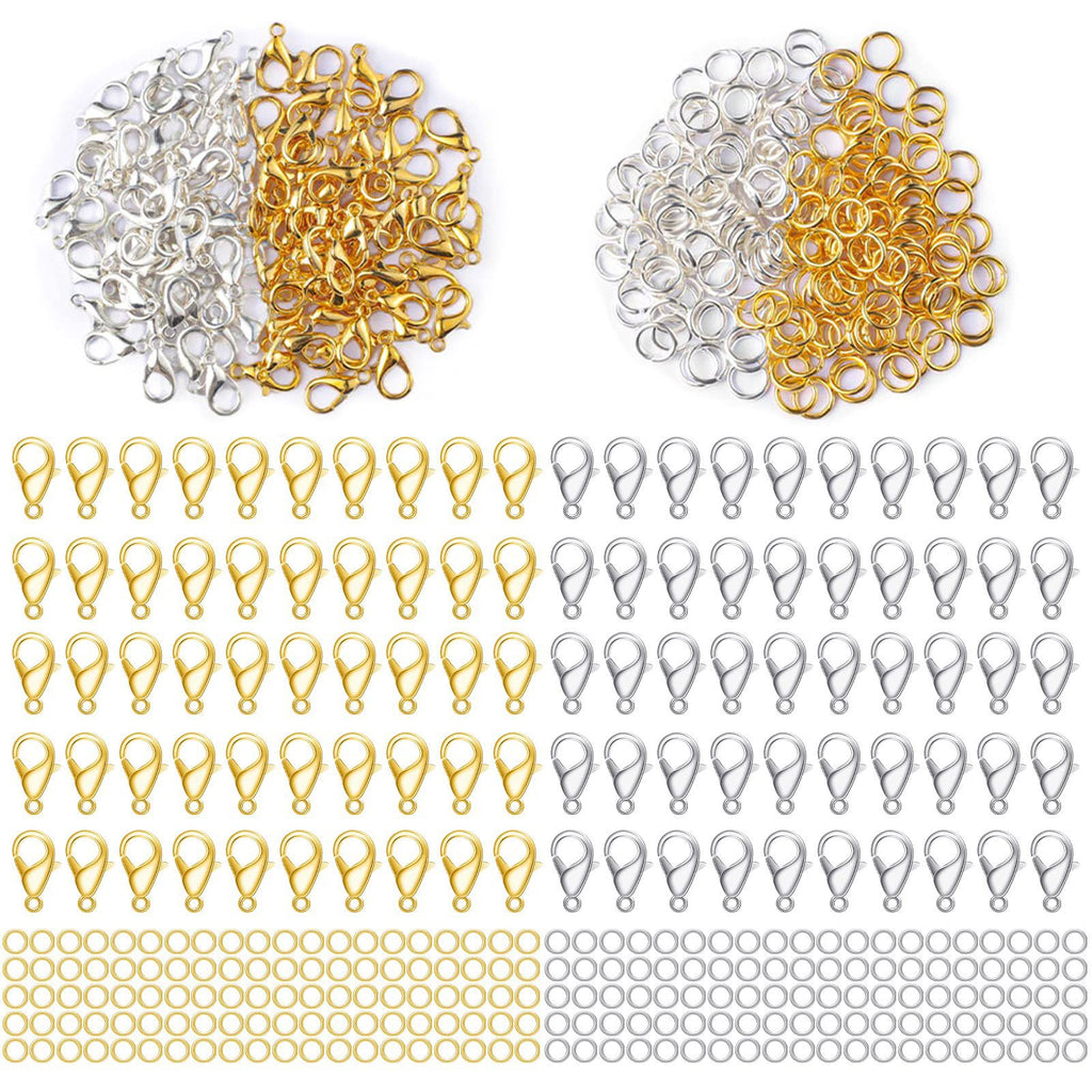Malahill Jewelry Findings Kit with for Jewelry Making, 300Pcs Open Jump Rings and Lobster Clasps, A6 Ordinary Quality