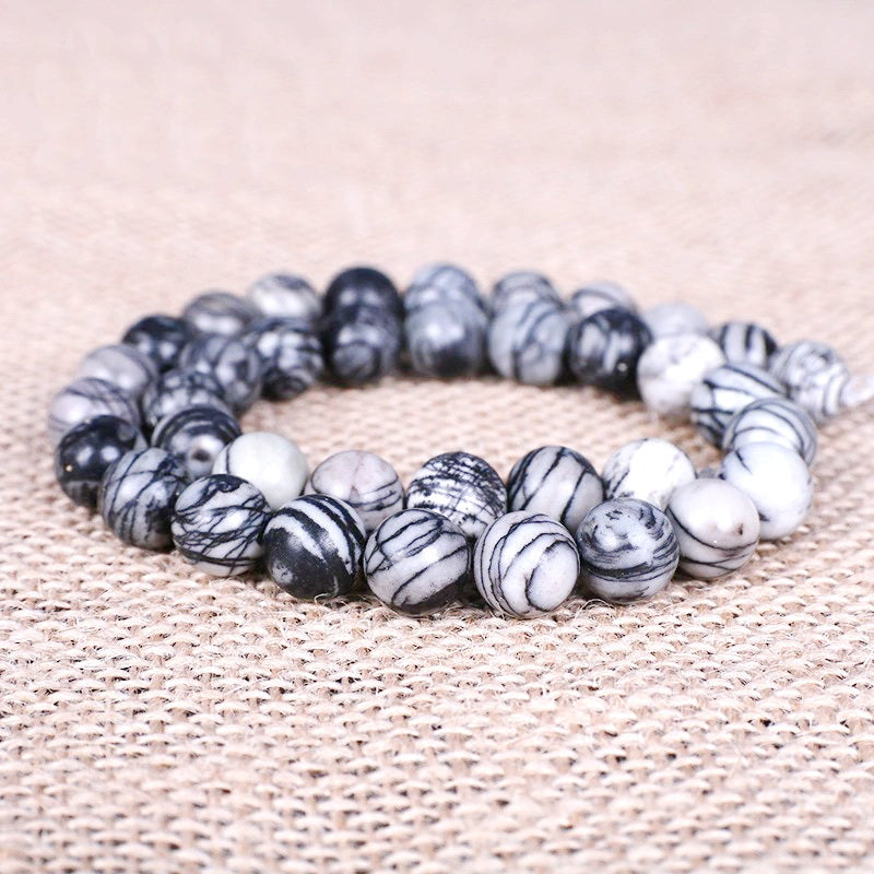 Malahill gemstone beads for jewelry making, sold per bag 5 strands inside, Black Net Jasper beads