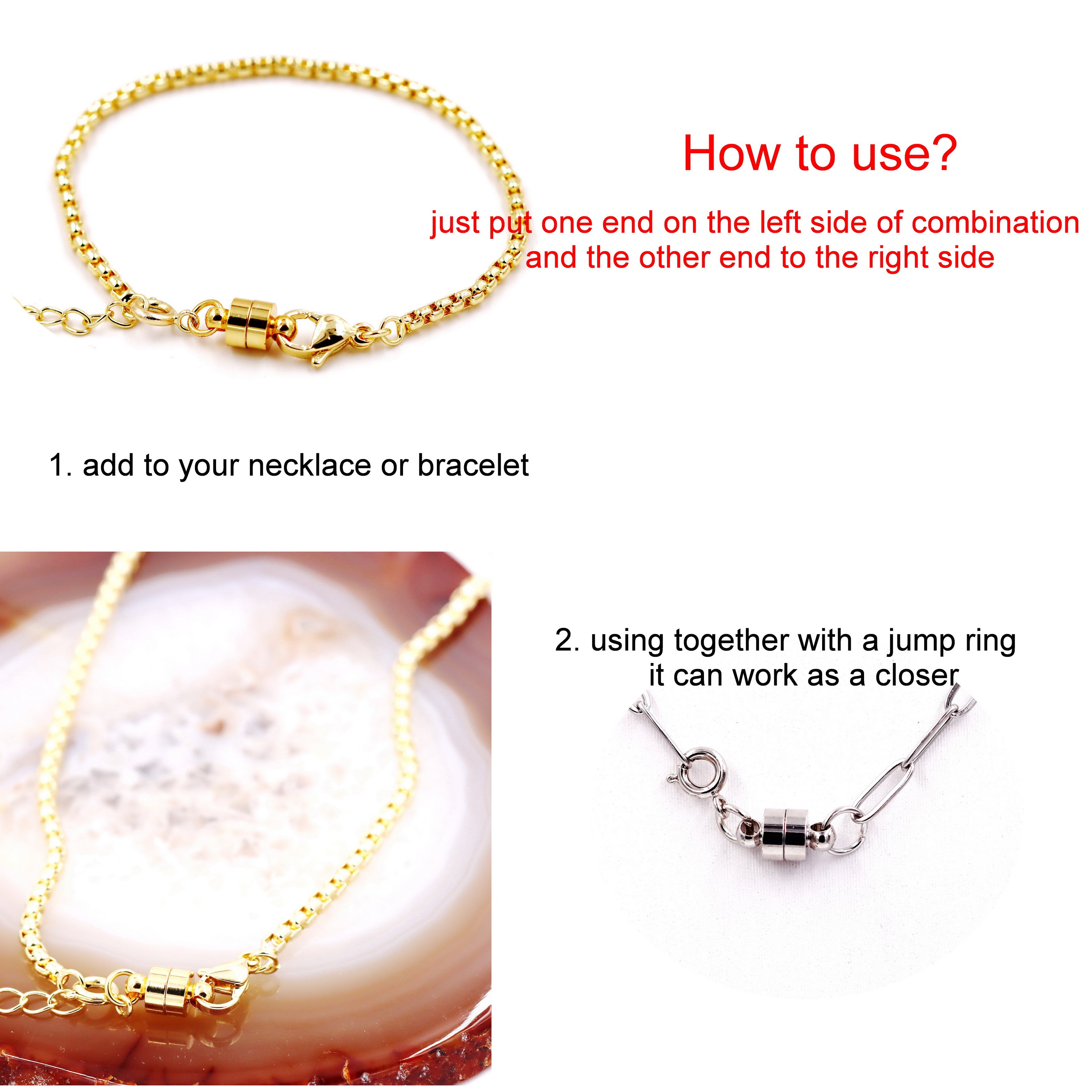 Malahill excellent quality Malahill Magnetic Clasp for Necklace Bracelet, sold per box 10 pieces inside