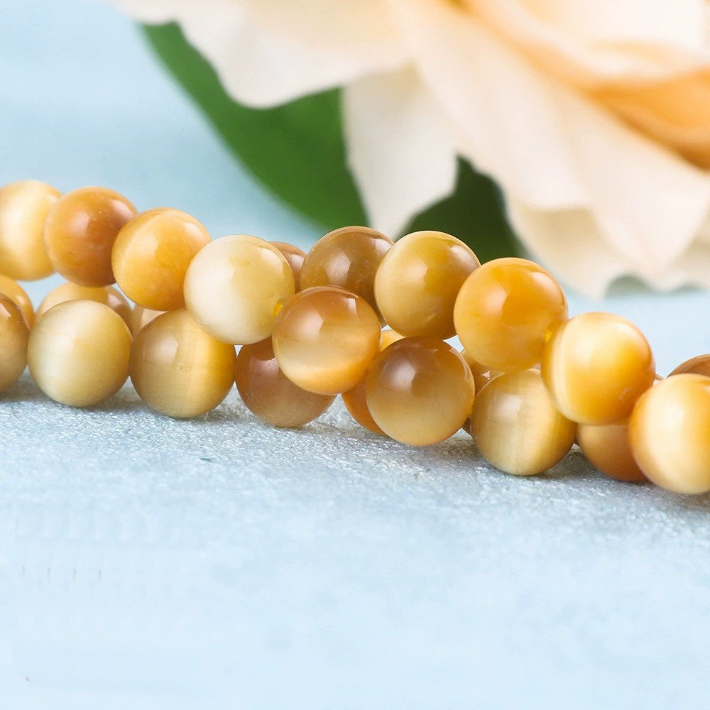 Malahill gemstone beads for jewelry making, sold per bag 5 strands inside, Golden Tiger's Eye beads