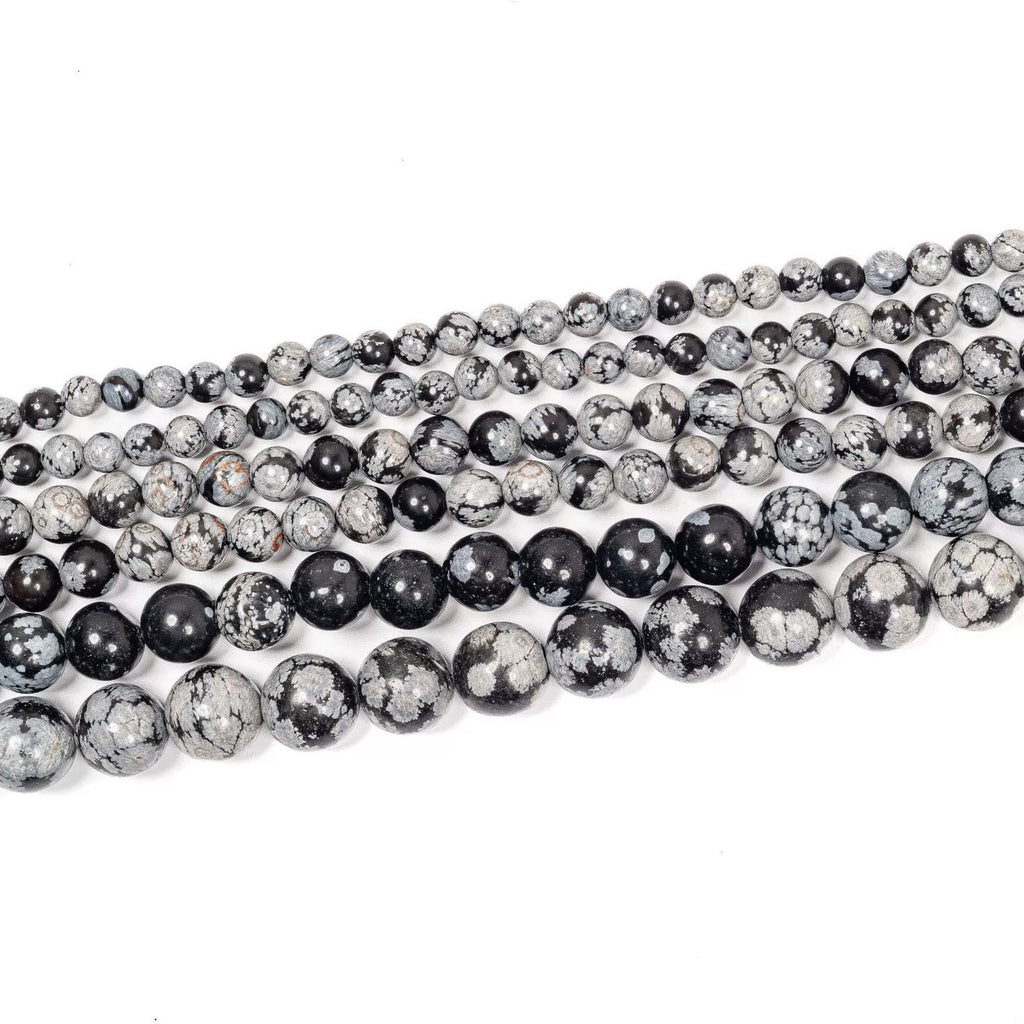 Malahill gemstone beads for jewelry making, sold per bag 5 strands inside, Snowflake Obsidian beads