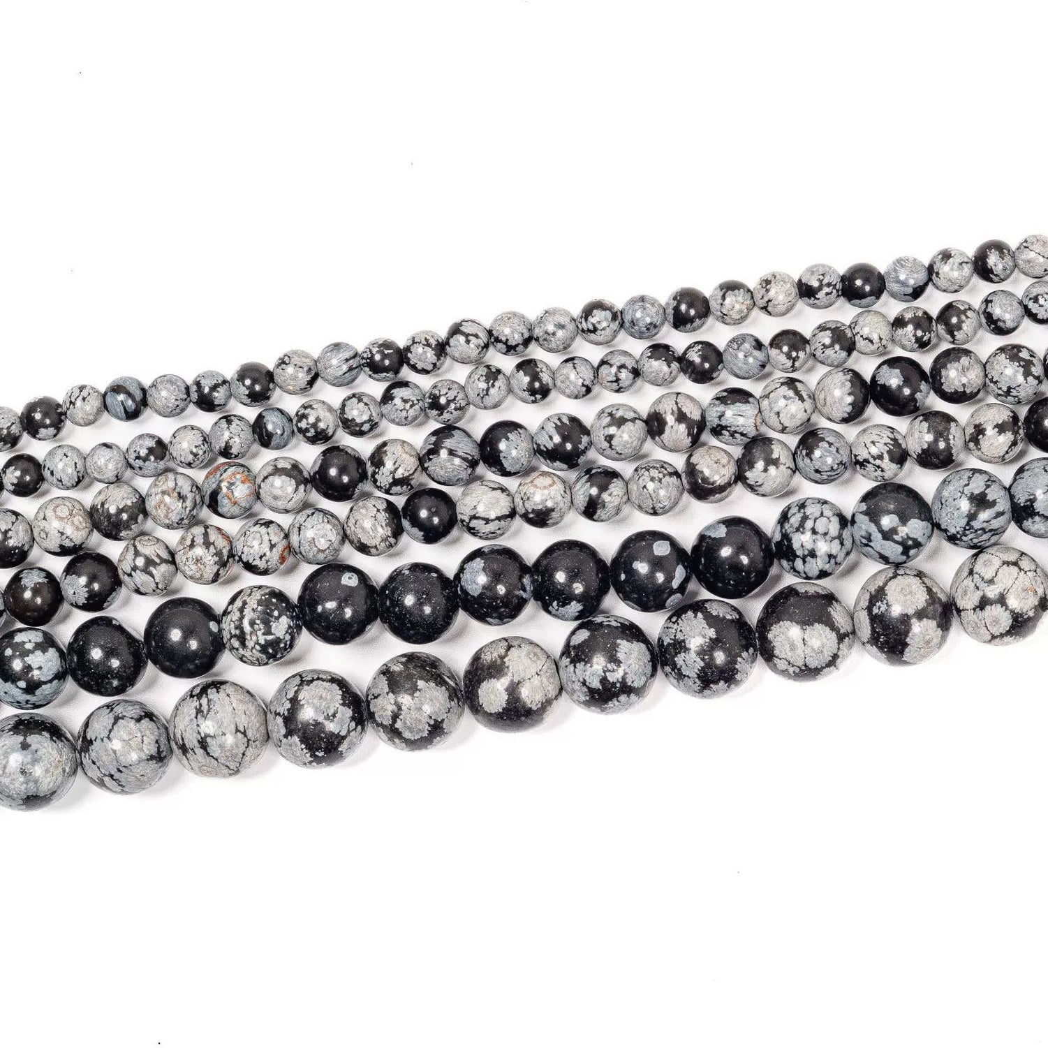 Malahill gemstone beads for jewelry making, sold per bag 5 strands inside, Snowflake Obsidian beads
