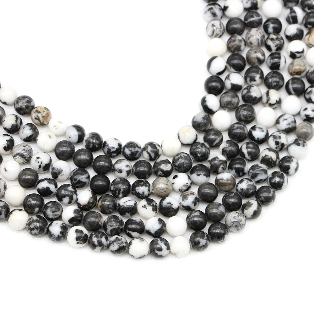 Malahill gemstone beads for jewelry making, sold per bag 5 strands inside, Black Zebra Jasper beads