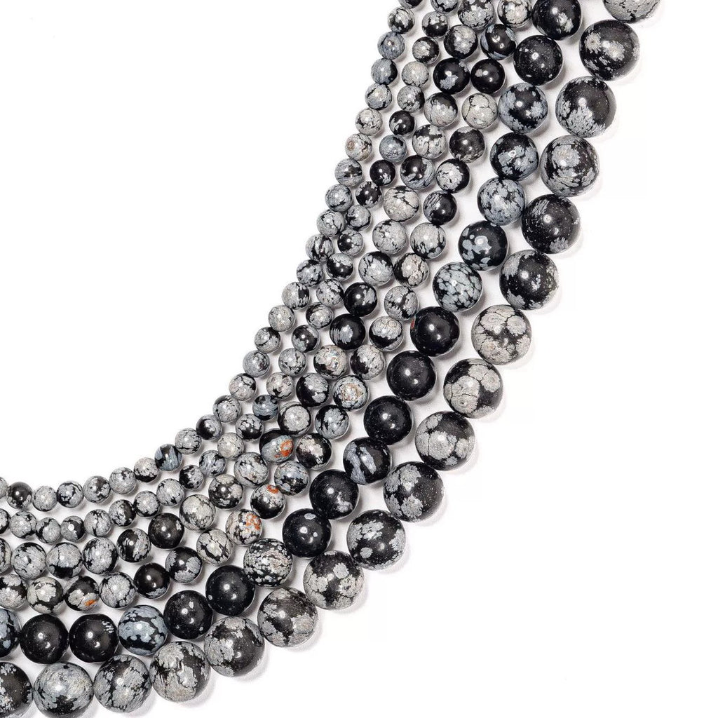 Malahill gemstone beads for jewelry making, sold per bag 5 strands inside, Snowflake Obsidian beads