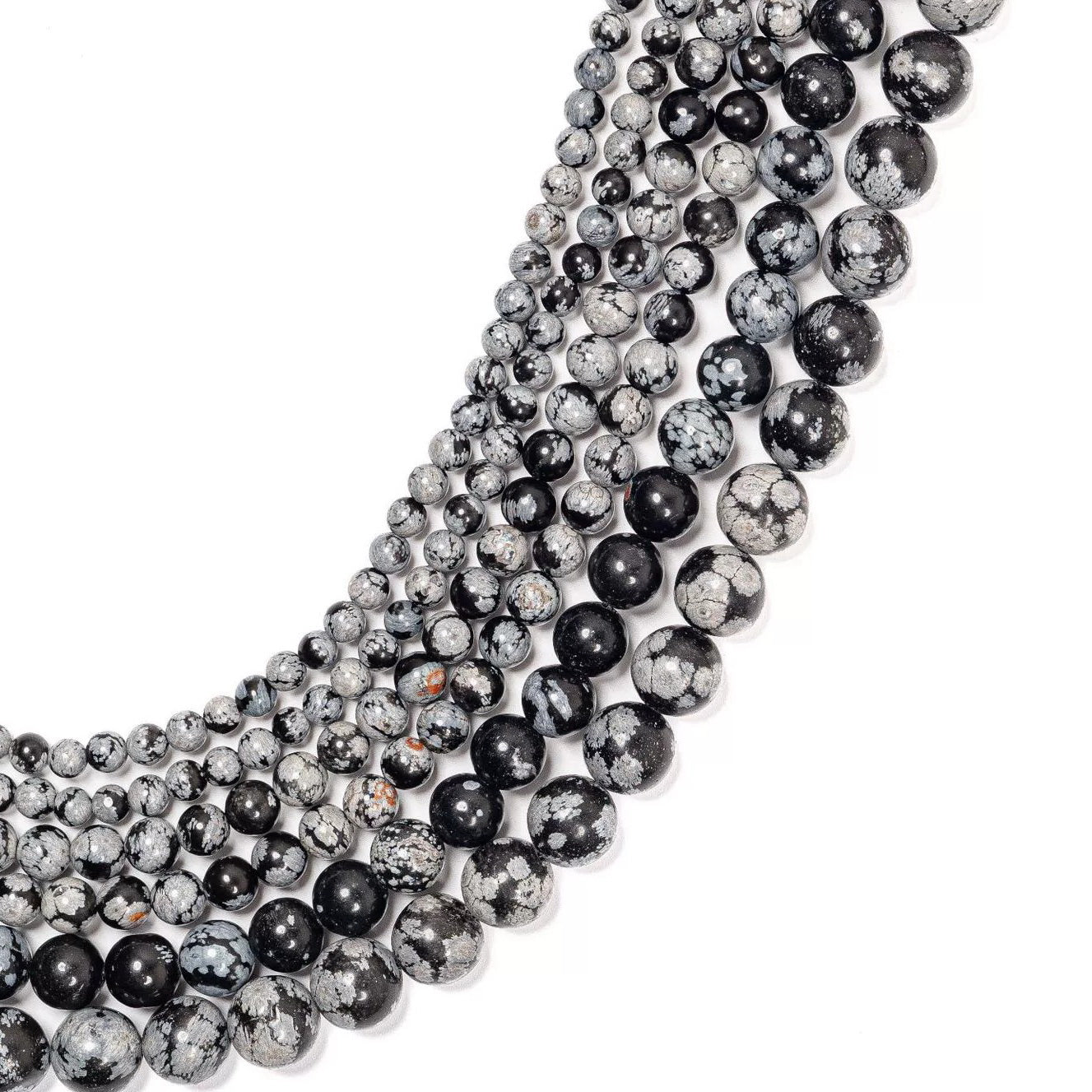 Malahill gemstone beads for jewelry making, sold per bag 5 strands inside, Snowflake Obsidian beads