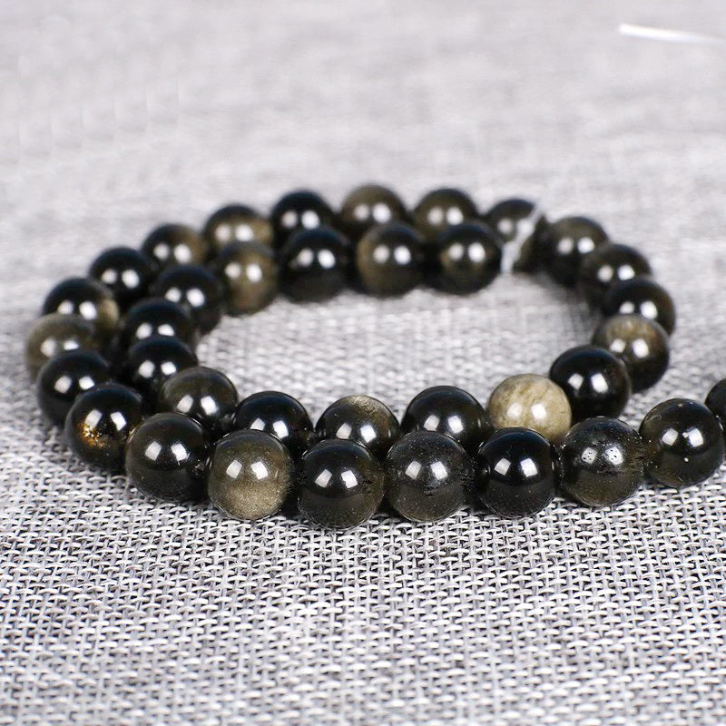 Malahill gemstone beads for jewelry making, sold per bag 5 strands inside, Golden Obsidian beads